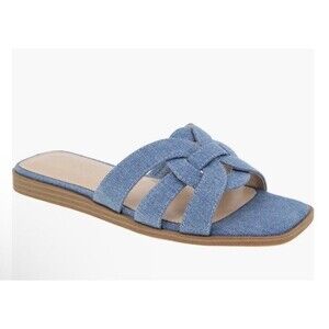 NEW BCBGeneration Sandals 9.5M Meltem Square Toe Denim Jean Slide Sandal Casual